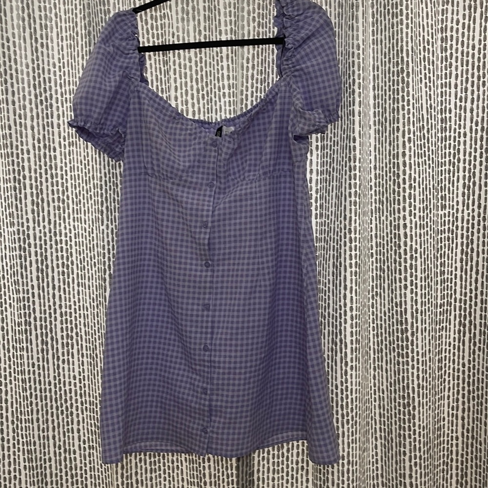 Purple Plaid Patterned Mini Dress